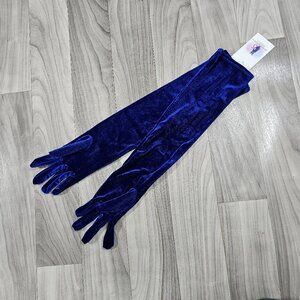 Blue Velvet Long Opera Gloves Costume Cosplay Formal, One Size